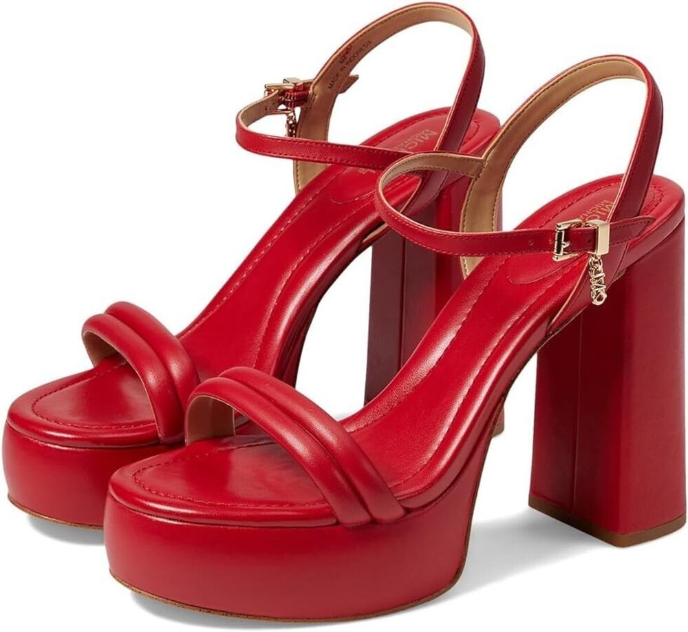 Michael Kors Laci Platform Sandals Crimson Red Leather Women's Size 8 M Heels